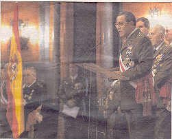 Lieut Gen Jos� Mena Aguado, Spain's chief of land forces, addresses a hundred senior members of the Spanish armed forces