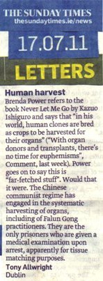 Letter to the Sunday Times