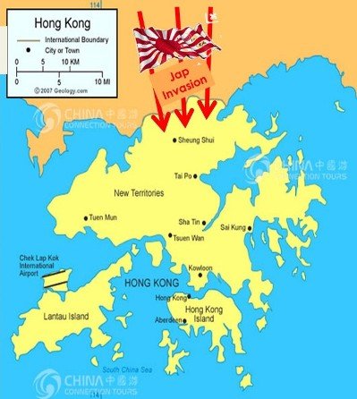 Japanese march southwards into Hong Kong