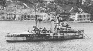 HMS Swiftsure in Hong Kong Harbour, August 1945